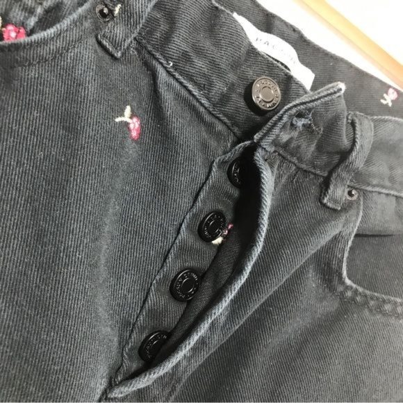 PACSUN 100% Cotton Denim Floral Embroidered High Rise Straight Jeans Siz… - Picture 8 of 9